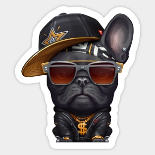 Black French Bulldog Hip-Hop Super Star Sticker